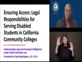 AB2821: Legal Responsibilities for Serving Disabled Students in California Community Colleges