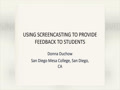 Using Screencasting to Provide Feedback to Students 